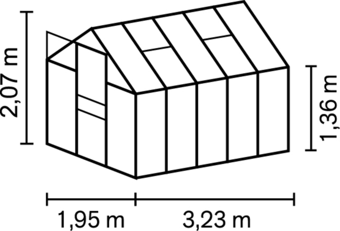 Växthus Apollo 6200 Svart Glas Sockel 6,2 m² Vitavia